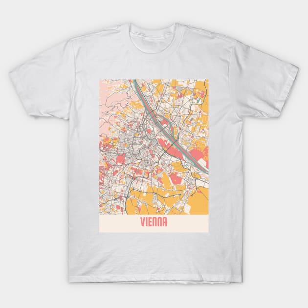 Vienna - Austria Chalk City Map T-Shirt by tienstencil